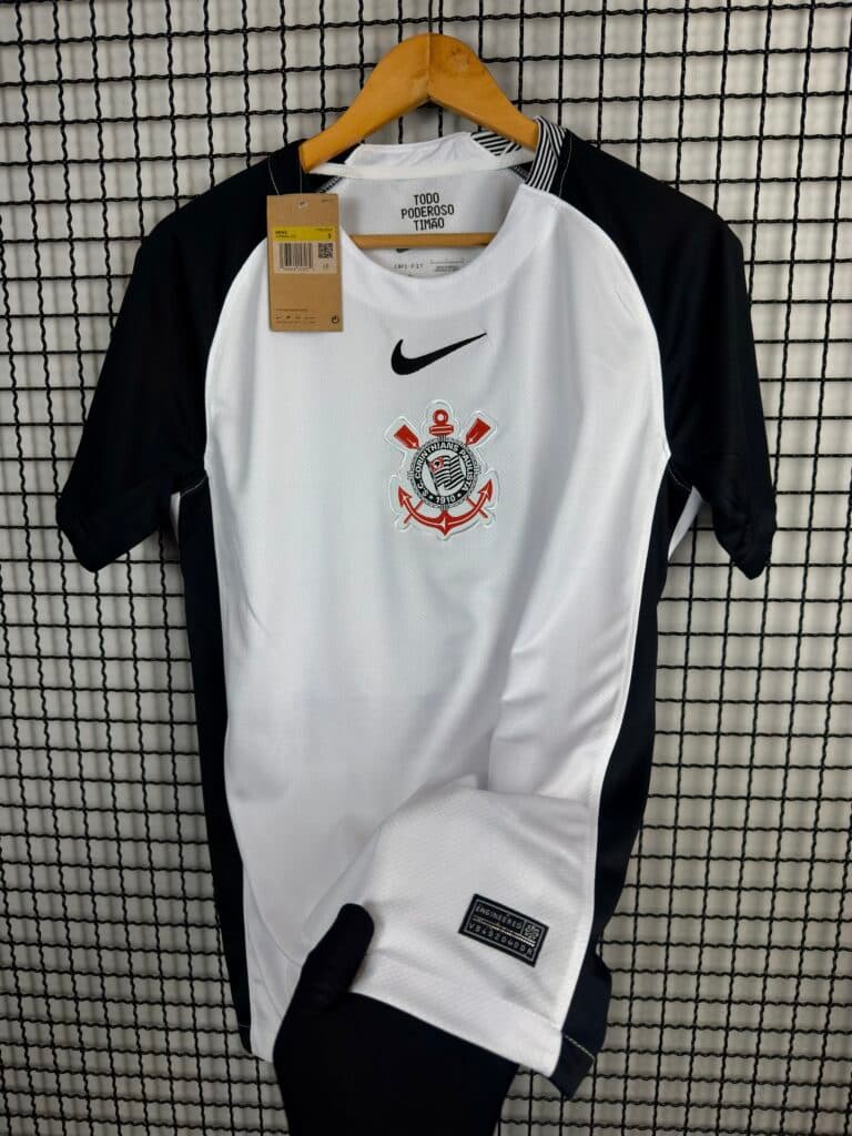 Camisa Corinthians Branca c/ Preto Versão Torcedor