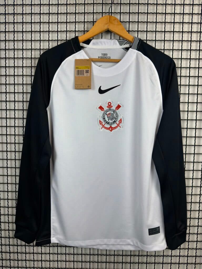 Camisa MANGA LONGA Corinthians Branca c/ Preto