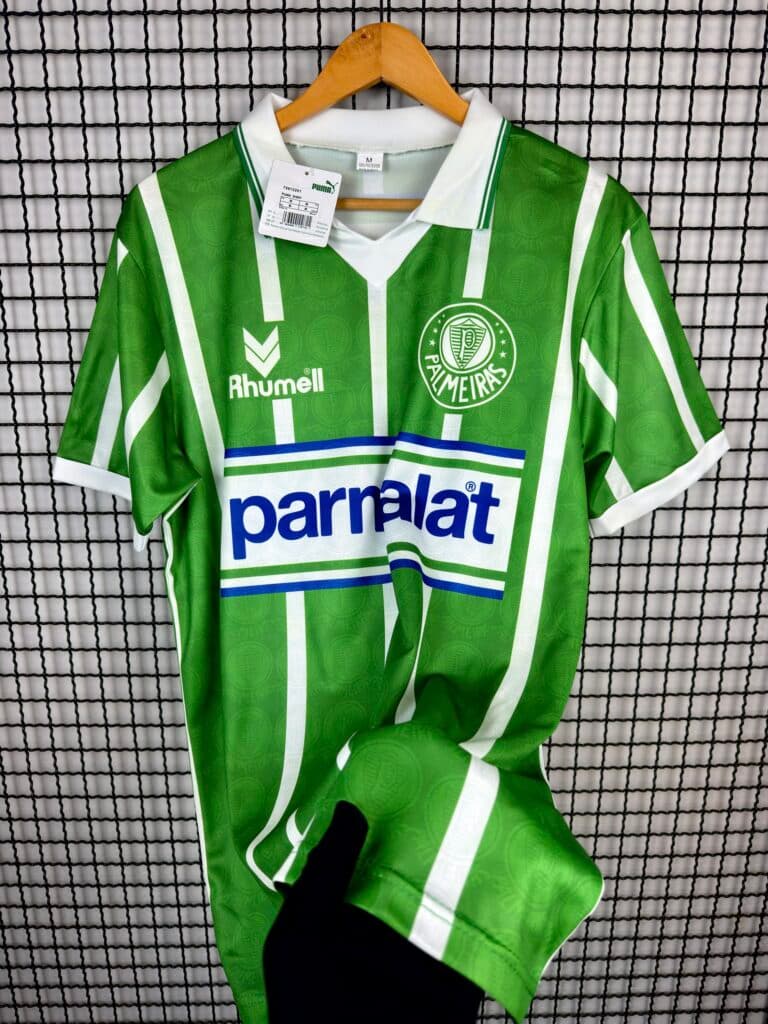 Camisa Palmeiras Polo Verde Retrô Parmalat 1996