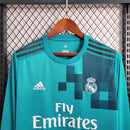Camisa Retrô Real Madrid II Away Adidas 2017/18 Manga Longa Azul