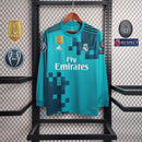 Camisa Retrô Real Madrid II Away Adidas 2017/18 Manga Longa Azul