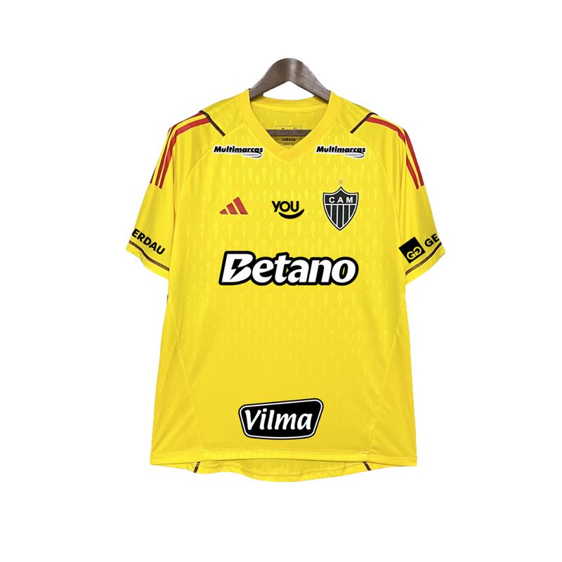 Camisa Atlético Mineiro 24/25 Goleiro - Amarelo - Todos os Patrocínios - Versão Torcedor