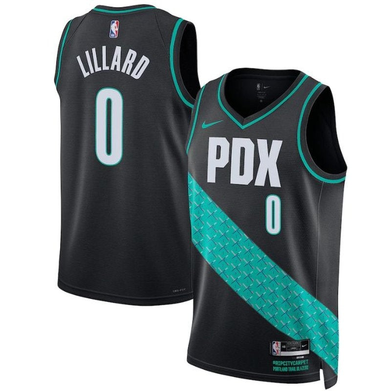Camisa NBA Damian Lillard - Portland Trail Blazers - 2023 - Edição Cidade - Preto