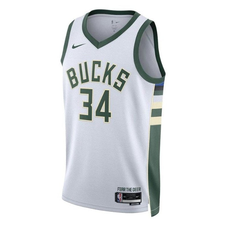 Camisa NBA Giannis Antetokounmpo - Milwaukee Bucks - 2023 - Edição Associação - Branco